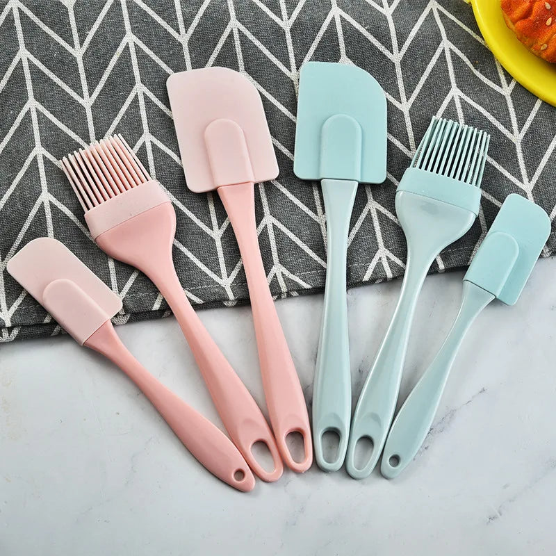 3Pcs Non-Stick Silicone Cream Scraper Bread Cake Butter Spatula Mixer Oil Brush With PP Handle Cake Spatula Kitchen Baking Tool