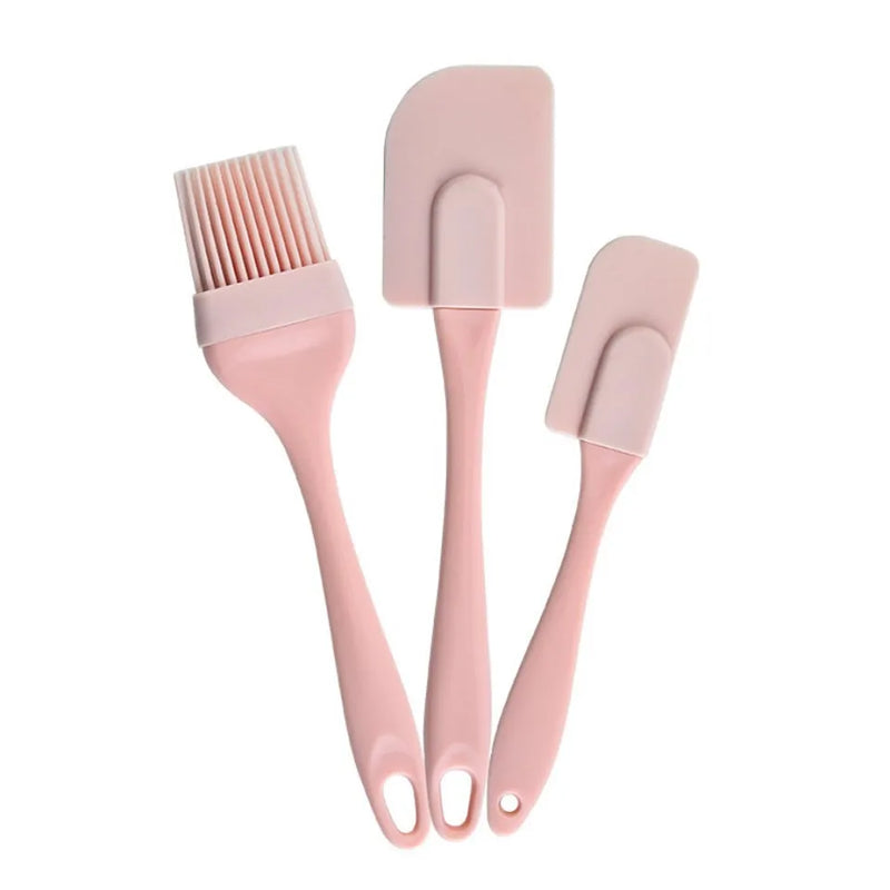 3Pcs Non-Stick Silicone Cream Scraper Bread Cake Butter Spatula Mixer Oil Brush With PP Handle Cake Spatula Kitchen Baking Tool