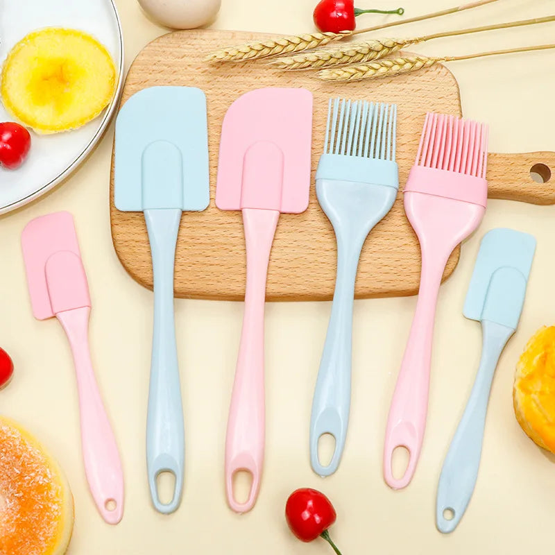 3Pcs Non-Stick Silicone Cream Scraper Bread Cake Butter Spatula Mixer Oil Brush With PP Handle Cake Spatula Kitchen Baking Tool