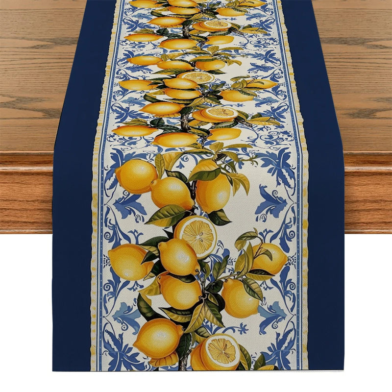 Fruit Lemon Table Runner Dresser Decor for Kitchen Holiday Party Table Runners Home Dining Room Kitchen Table Decoration