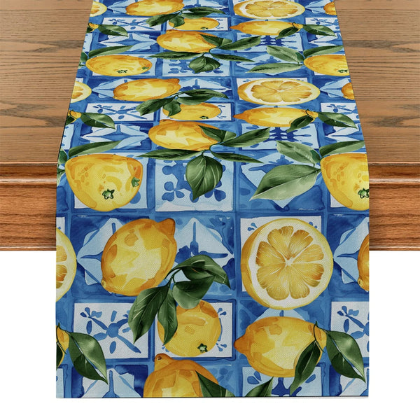 Fruit Lemon Table Runner Dresser Decor for Kitchen Holiday Party Table Runners Home Dining Room Kitchen Table Decoration