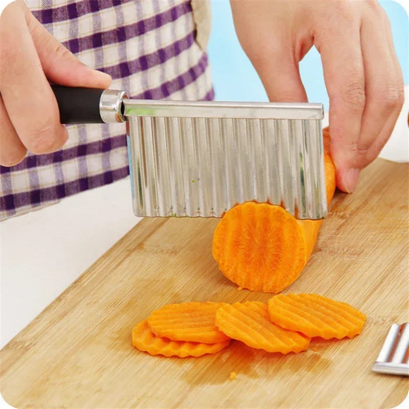 Potato Wavy Edged Knife Stainless Steel Kitchen Gadget Vegetable Fruit Cutting Tool Kitchen Accessories French Fries Machine