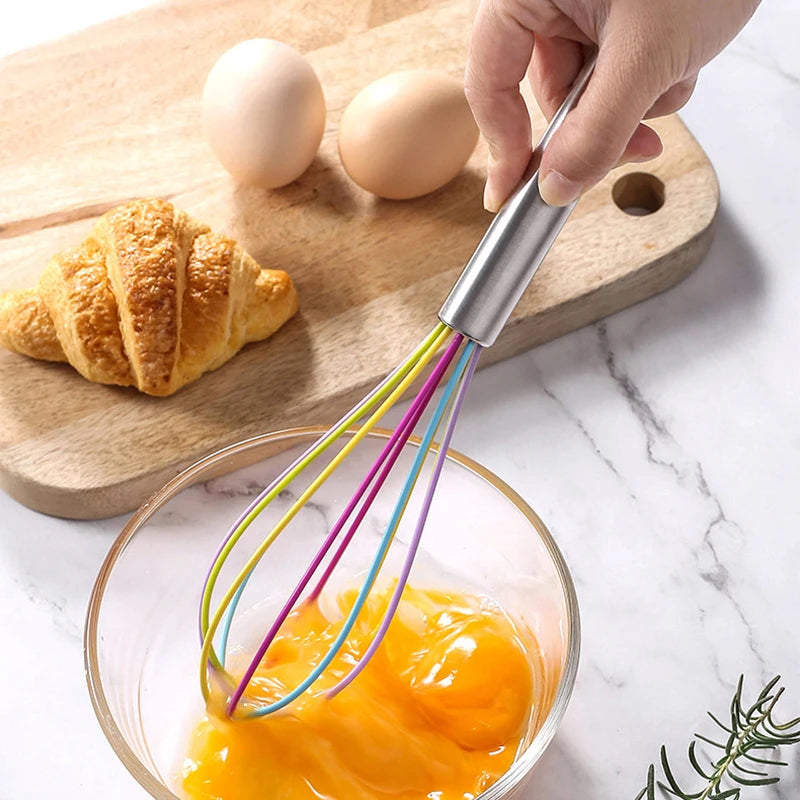 Stainless Steel Balloon Wire Silicone Whisk Manual Egg Beater Mixer Kitchen Baking Utensil Milk Cream Butter Whisk Mixer