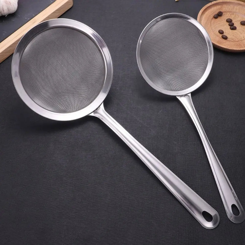 Stainless Steel Fine Mesh Strainers Kitchen Multi-functional Filter Spoon Oil Strainer Skimmer Flour Colander Sifter