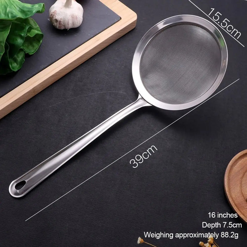 Stainless Steel Fine Mesh Strainers Kitchen Multi-functional Filter Spoon Oil Strainer Skimmer Flour Colander Sifter