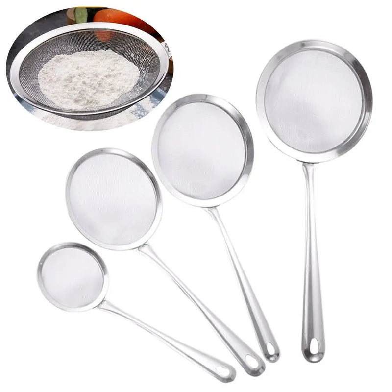 Stainless Steel Fine Mesh Strainers Kitchen Multi-functional Filter Spoon Oil Strainer Skimmer Flour Colander Sifter