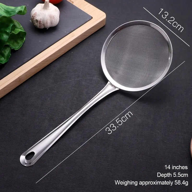 Stainless Steel Fine Mesh Strainers Kitchen Multi-functional Filter Spoon Oil Strainer Skimmer Flour Colander Sifter