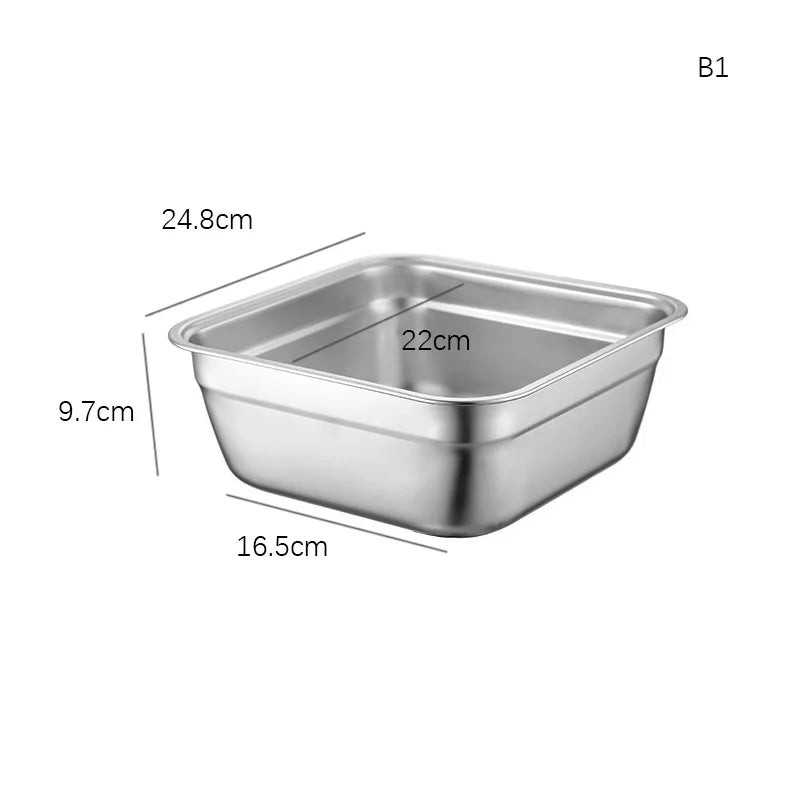 Stainless Steel Square Storage Organizer Tray Washing Vegetables Food Drain Basin Fruits Drain Basket Kitchen Accessories